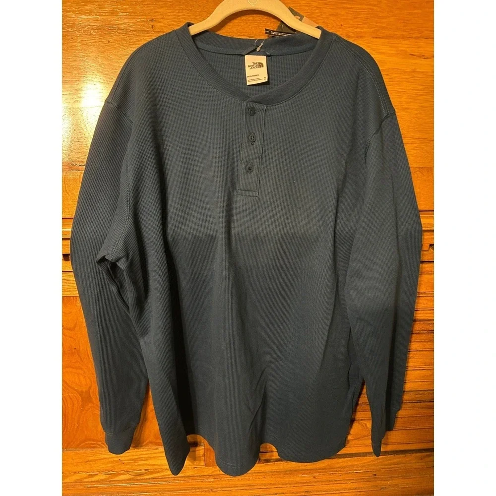 The North Face Mens Waffle Henley Shirt Blue‎ XL Gorpcore Utility 90s Grunge NEW